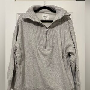 Aerie Light Gray Zip-Up Sweater